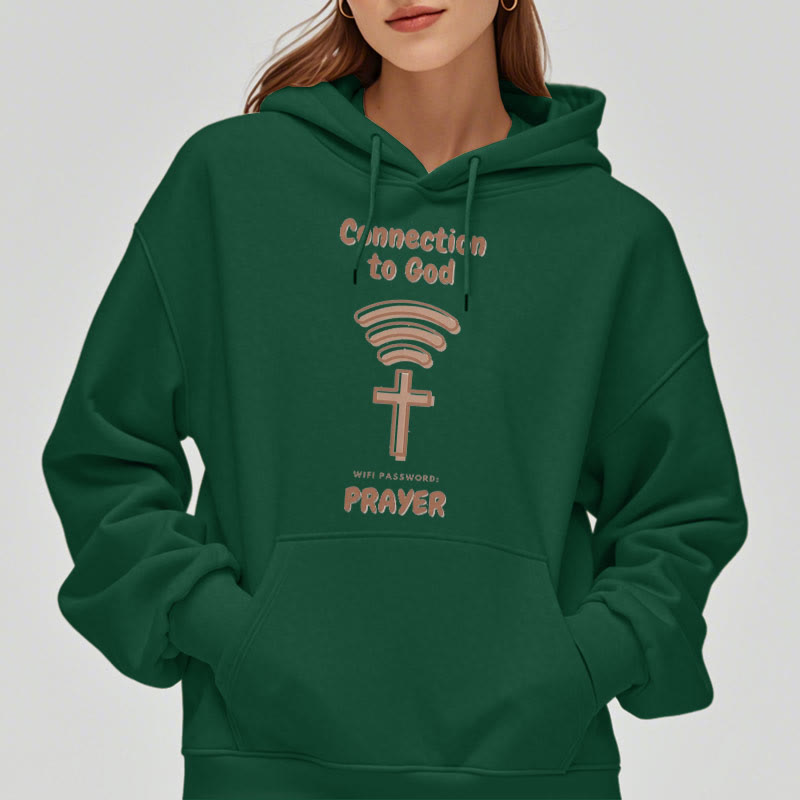 christiandiscipleshop Modern Style Prayer Connection To God Fleece Lined Polyester Hoodie