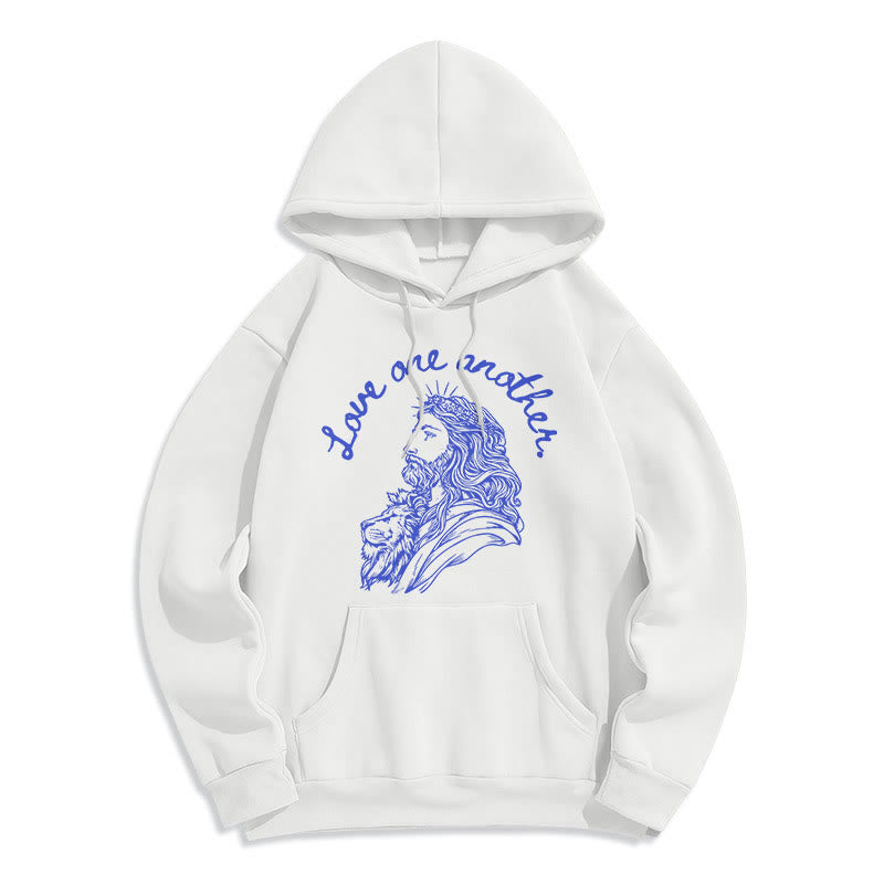 Christiandiscipleshop Classic Style Love One Another Jesus Fleece Lined Polyester Hoodie
