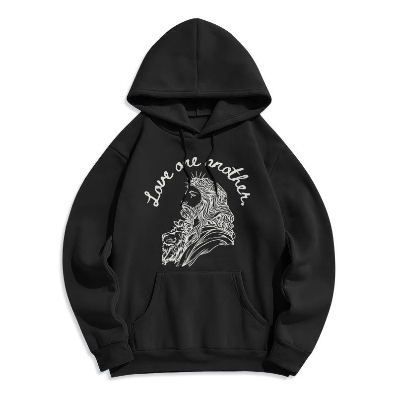 Christiandiscipleshop Classic Style Love One Another Jesus Fleece Lined Polyester Hoodie