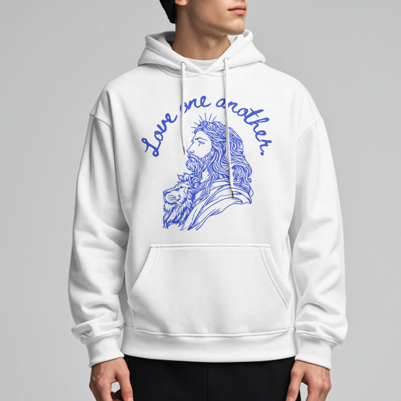 Christiandiscipleshop Classic Style Love One Another Jesus Fleece Lined Polyester Hoodie