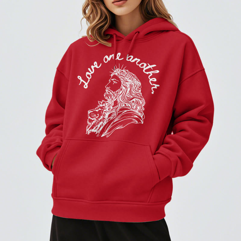 Christiandiscipleshop Classic Style Love One Another Jesus Fleece Lined Polyester Hoodie