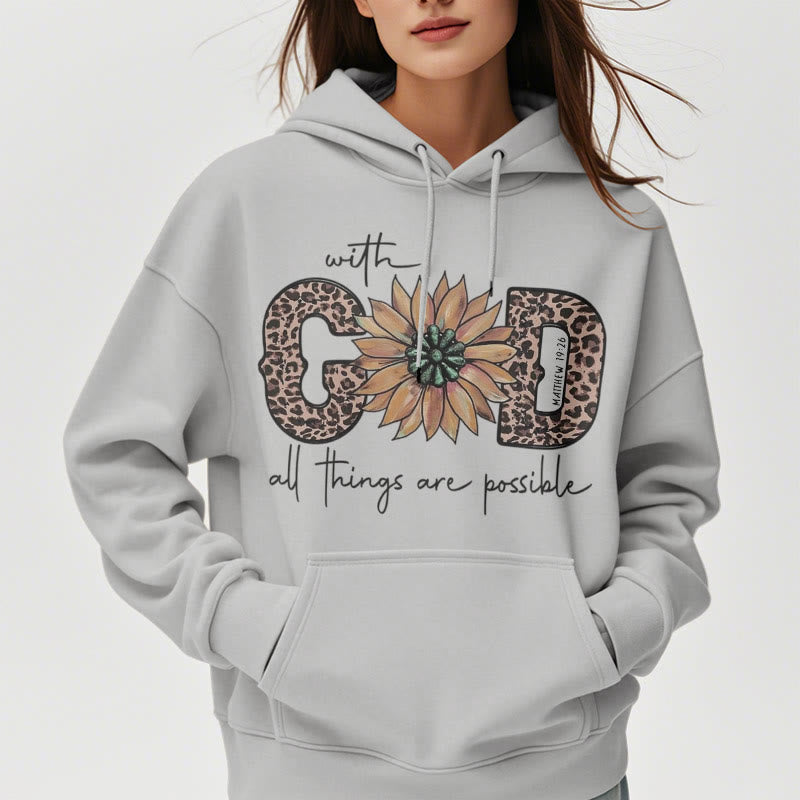 Christiandiscipleshop Quotation Style With God All Things Are Possible Fleece Lined Polyester Hoodie