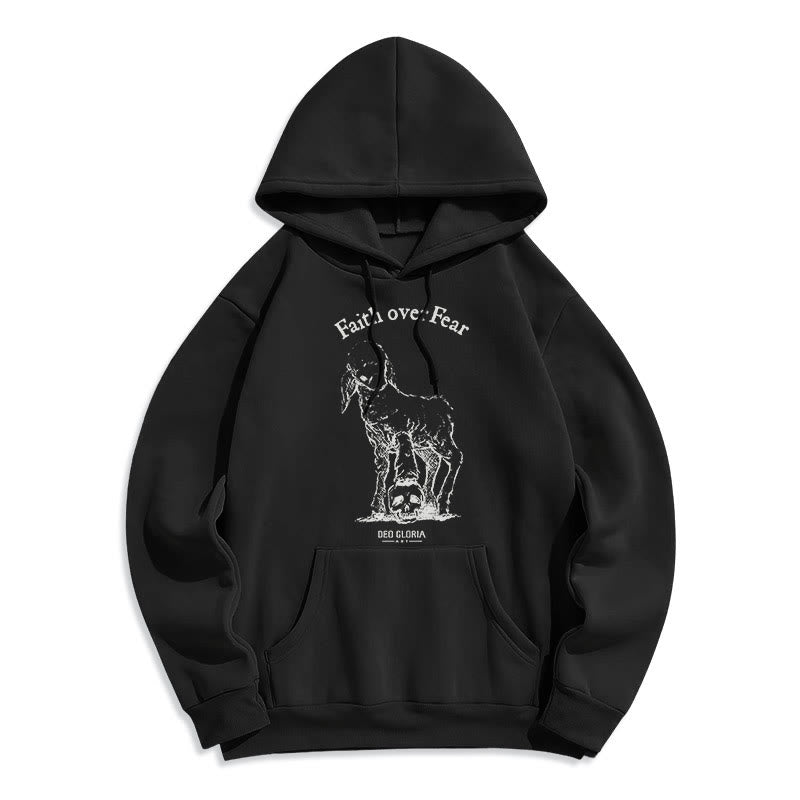 Christiandiscipleshop Quotation Style Faith Over Fear Lamb Fleece Lined Polyester Hoodie
