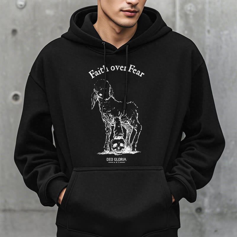 Christiandiscipleshop Quotation Style Faith Over Fear Lamb Fleece Lined Polyester Hoodie