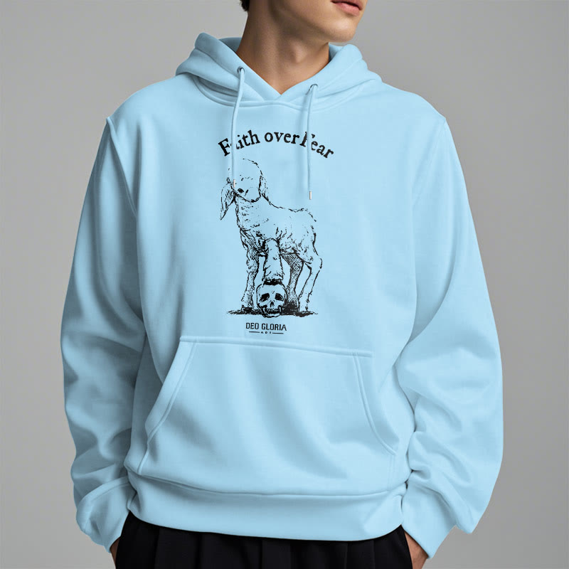 Christiandiscipleshop Quotation Style Faith Over Fear Lamb Fleece Lined Polyester Hoodie