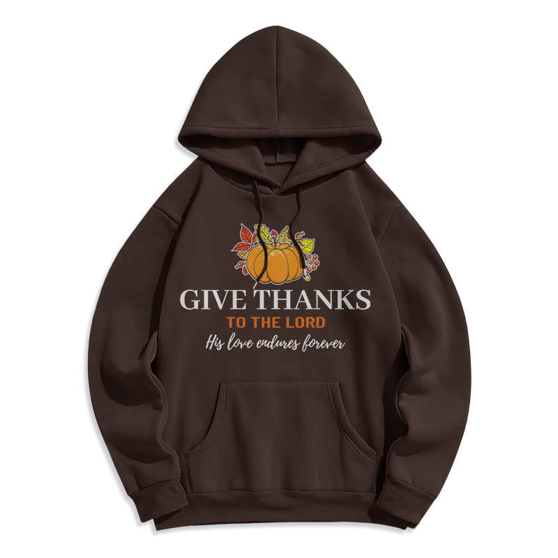 christiandiscipleshop Modern Style Give Thanks to the Lord Pumpkin Fleece Lined Polyester Hoodie