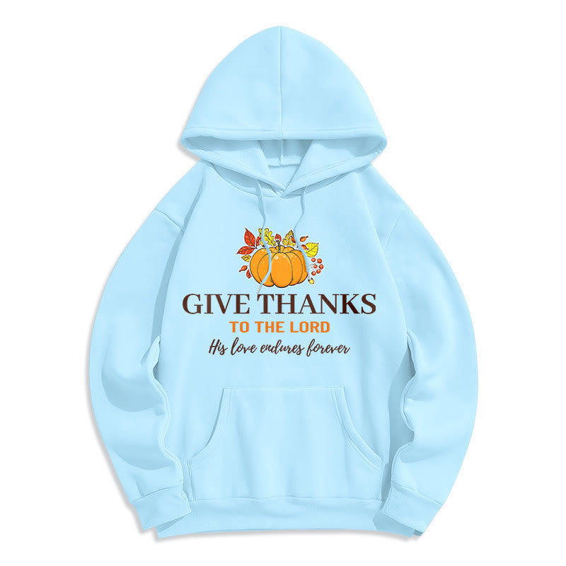 christiandiscipleshop Modern Style Give Thanks to the Lord Pumpkin Fleece Lined Polyester Hoodie