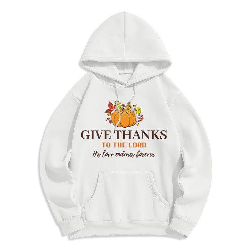 christiandiscipleshop Modern Style Give Thanks to the Lord Pumpkin Fleece Lined Polyester Hoodie