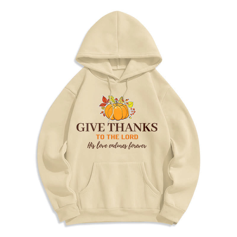christiandiscipleshop Modern Style Give Thanks to the Lord Pumpkin Fleece Lined Polyester Hoodie