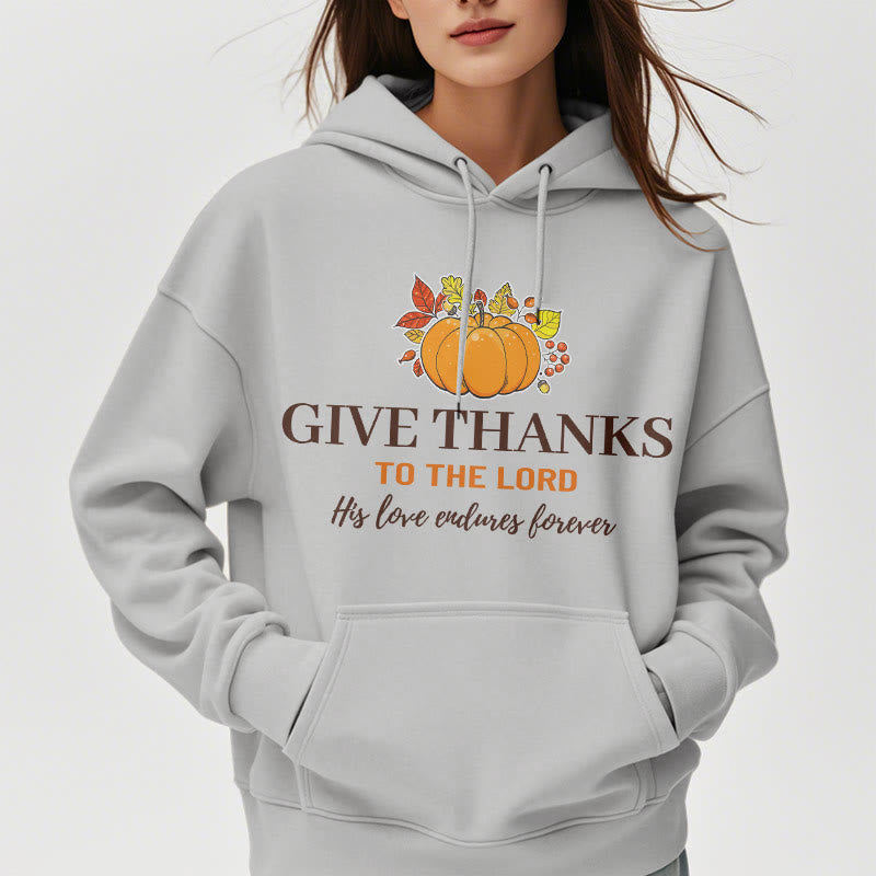 christiandiscipleshop Modern Style Give Thanks to the Lord Pumpkin Fleece Lined Polyester Hoodie
