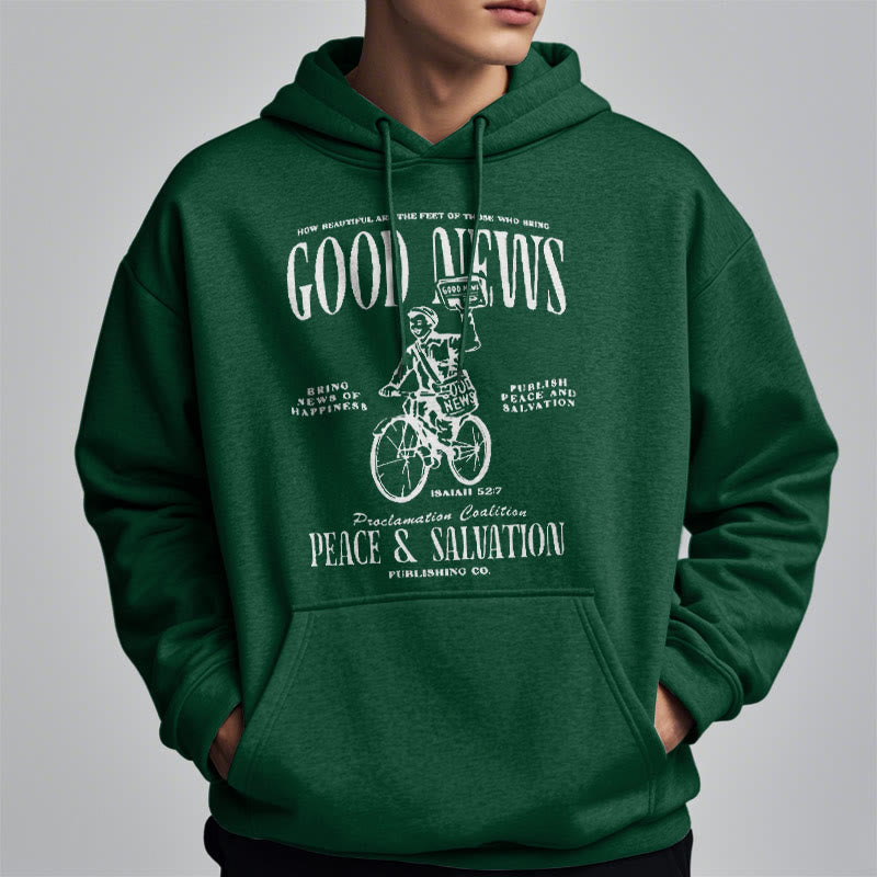 Christiandiscipleshop Quotation Style Good News Isaiah 52:7 Fleece Lined Polyester Hoodie