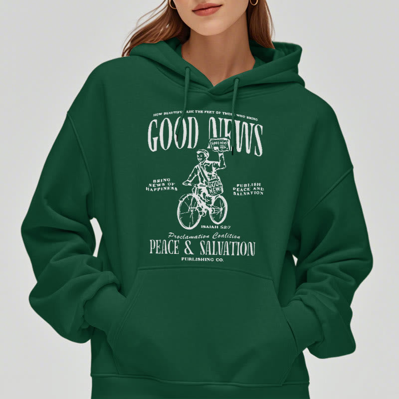 Christiandiscipleshop Quotation Style Good News Isaiah 52:7 Fleece Lined Polyester Hoodie
