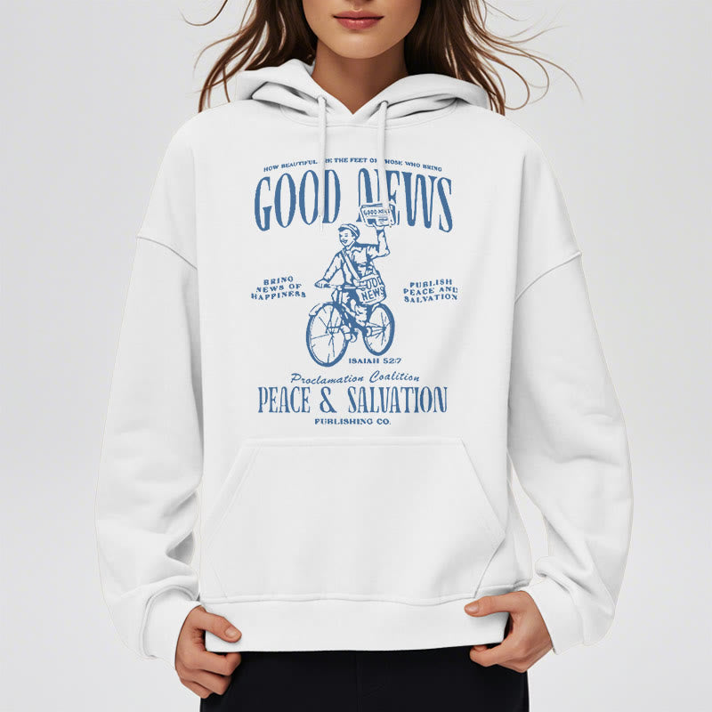 Christiandiscipleshop Quotation Style Good News Isaiah 52:7 Fleece Lined Polyester Hoodie