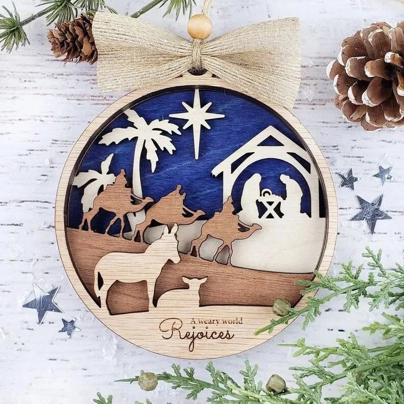 Christiandiscipleshop Rustic Style Holy Night Three Wise Men Christmas Nativity Hanging Ornaments