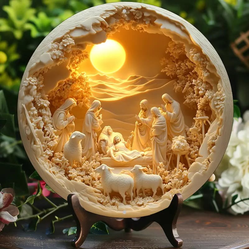 Christiandiscipleshop Classic Style The Holy Family Lamb 2D Christmas Nativity Hanging Ornaments