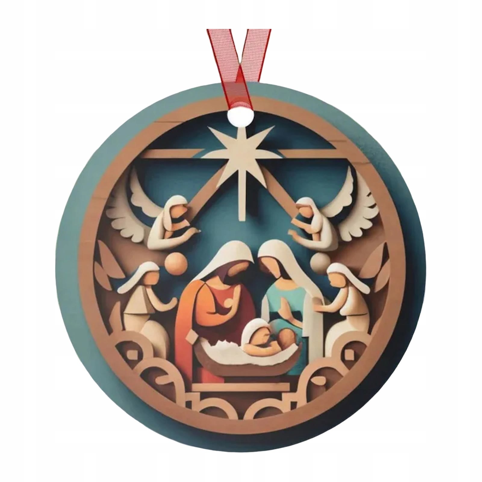 Christiandiscipleshop Colored Style Holy Night Nativity Scene Angel Star Christmas Nativity Hanging Ornaments