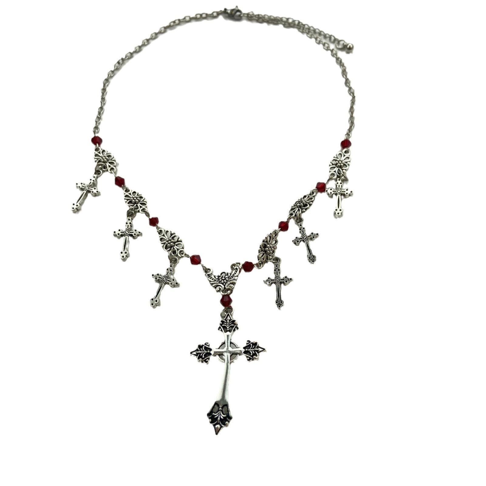 Christiandiscipleshop Modern Style Scarlet Beads Cross Divine Faith Necklace
