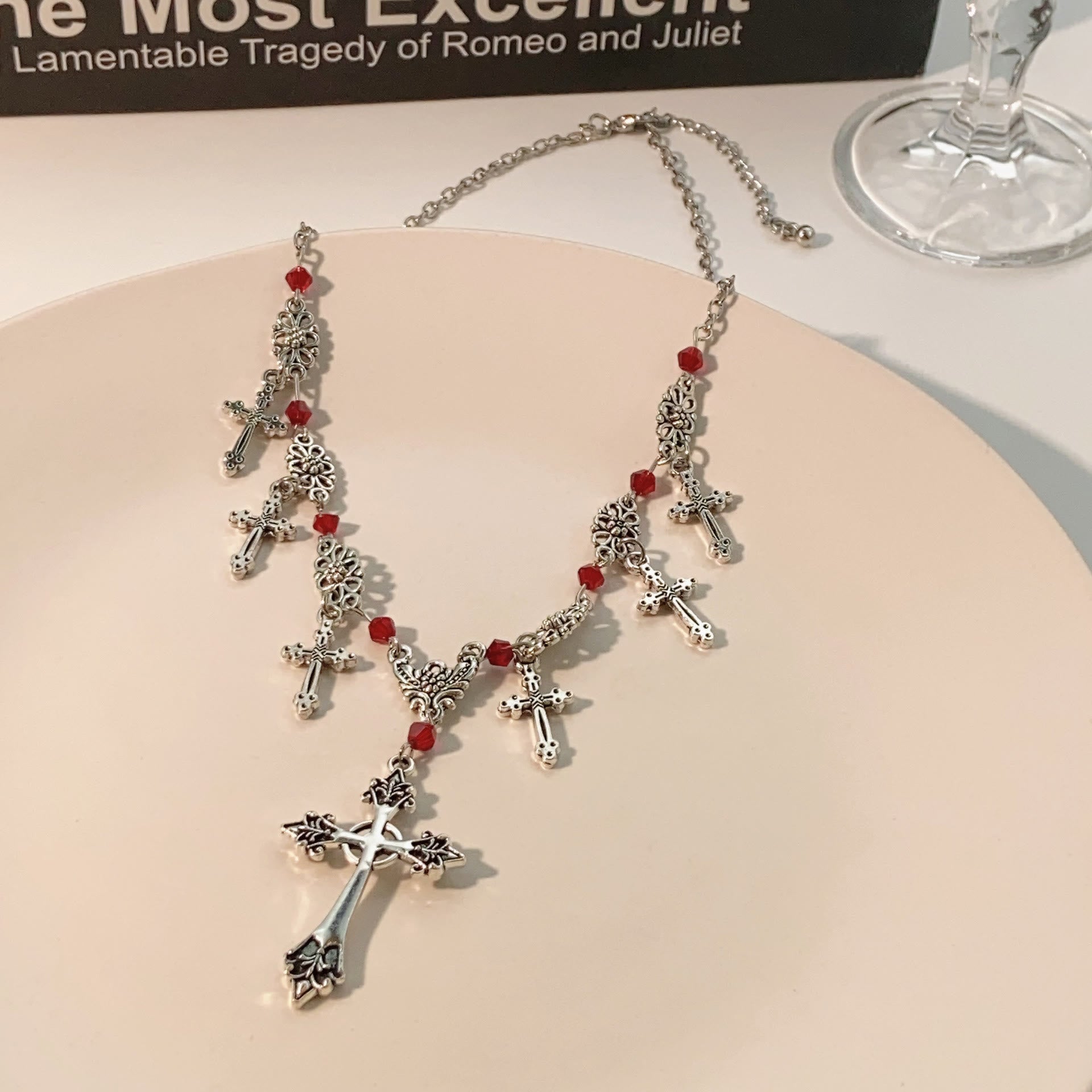Christiandiscipleshop Modern Style Scarlet Beads Cross Divine Faith Necklace