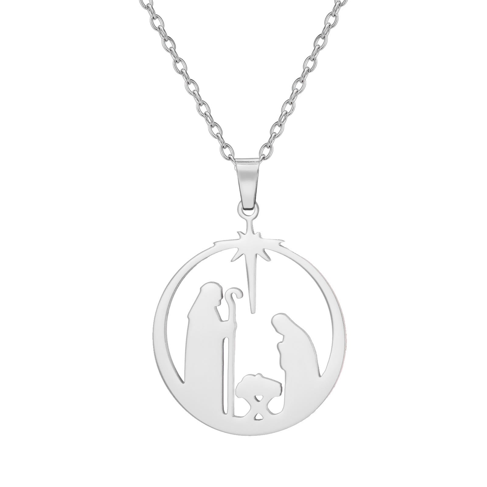 Christiandiscipleshop Modern Style Unique Star of Bethlehem Nativity Scene Jesus Sacred Faith Necklace