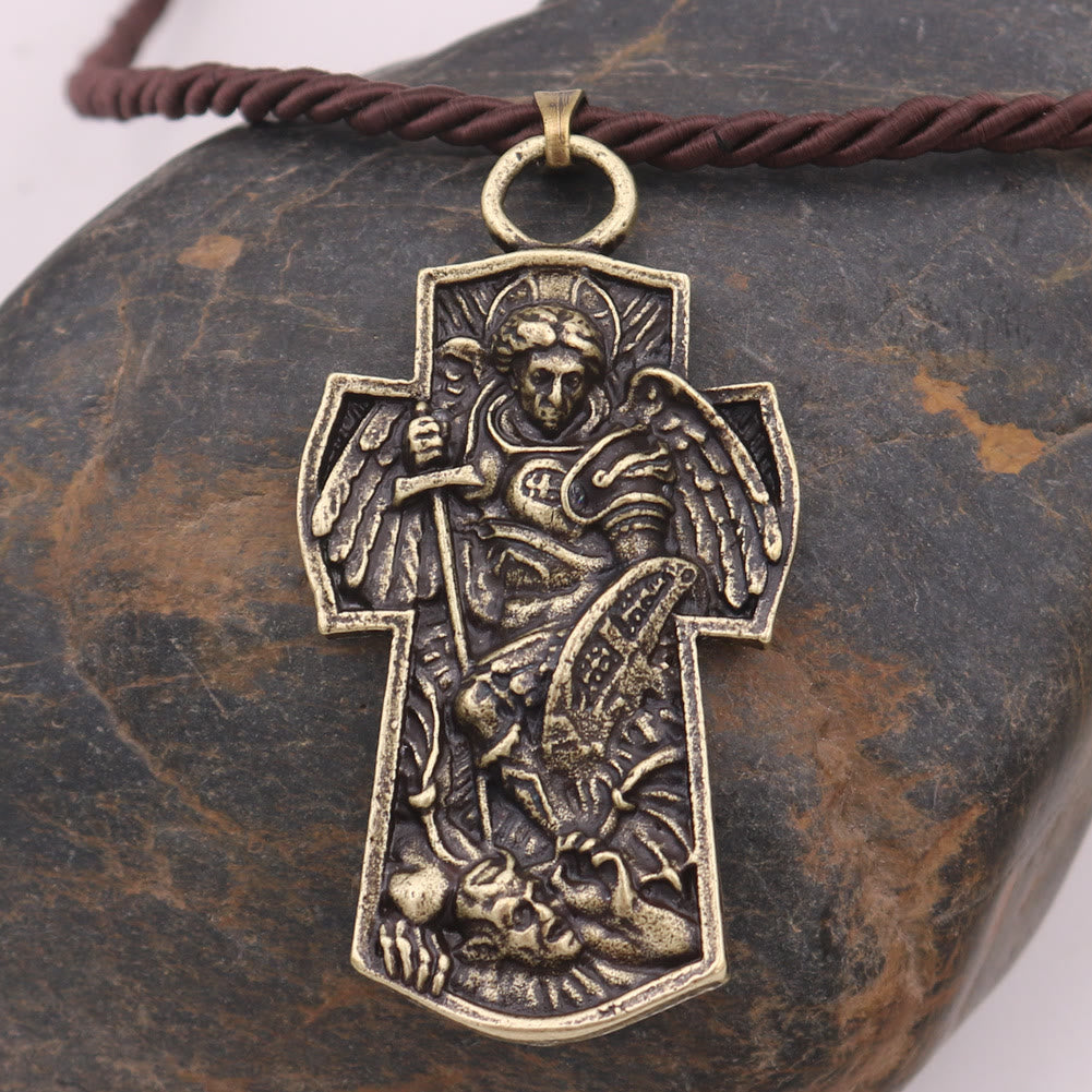 Christiandiscipleshop St. Michael the Archangel Protect Us Medal Titanium Pendant Necklace