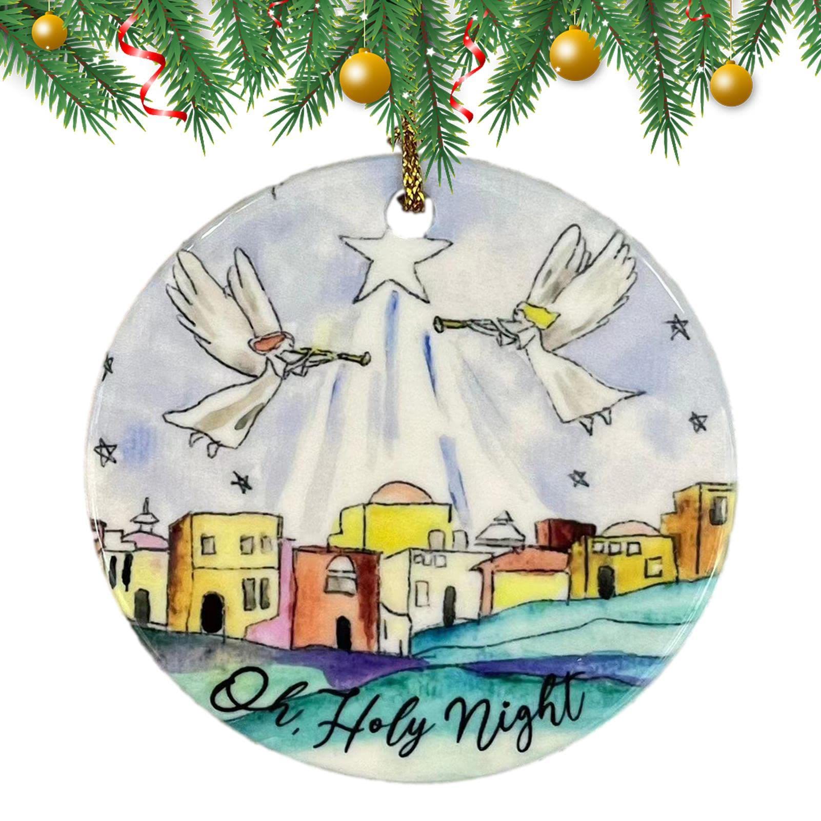 Christiandiscipleshop Colored Style Oh Holy Night Angels Star Christmas Nativity Hanging Ornaments
