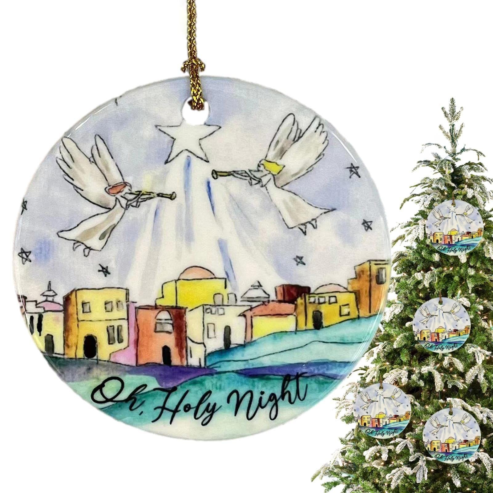 Christiandiscipleshop Colored Style Oh Holy Night Angels Star Christmas Nativity Hanging Ornaments