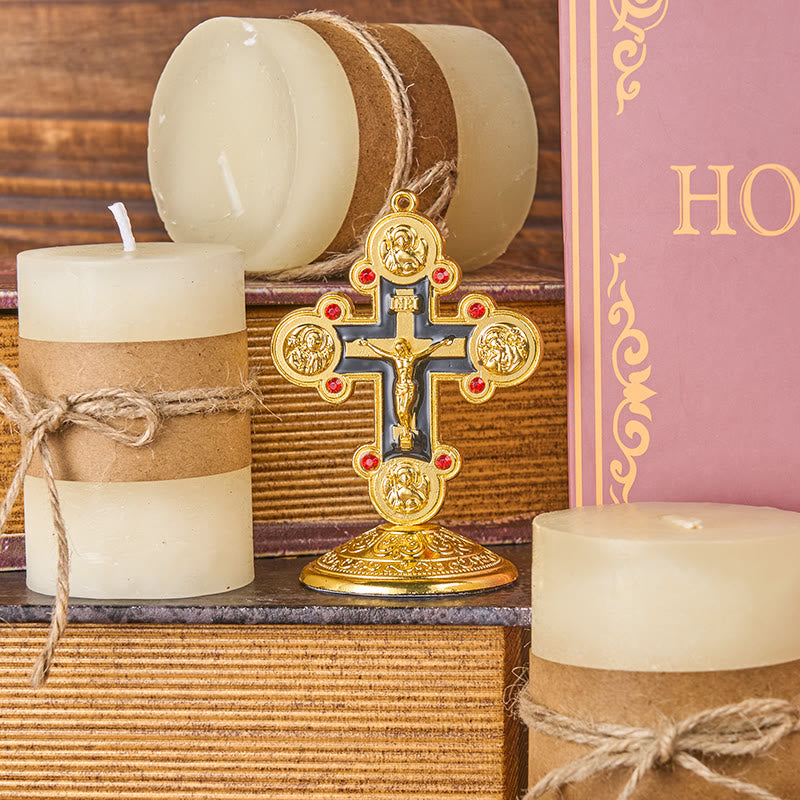 Christiandiscipleshop Retro Classic Style Divine Radiance Cross Statue Desktop Ornaments