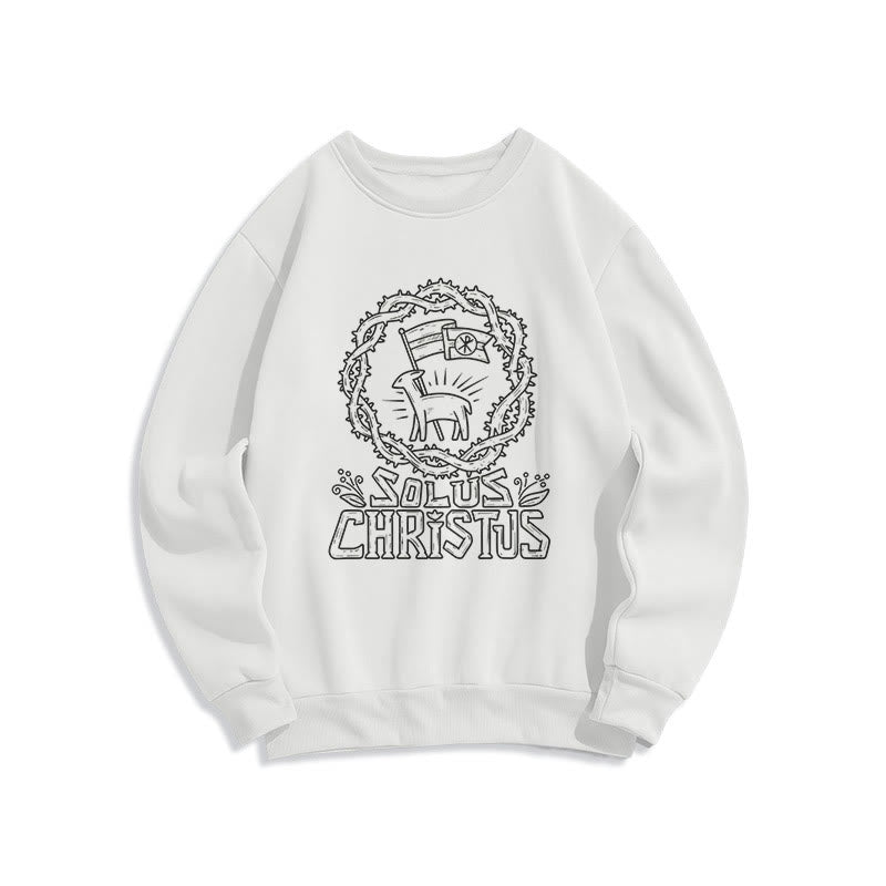 Christiandiscipleshop Modern Style Solus Christus Lamb Fleece Lined Polyester Sweatshirt