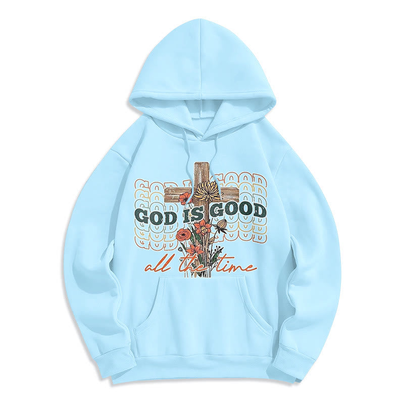 Christianartworkshop Classic Colored Style God is Good All the Time Fleece Lined Polyester Hoodie