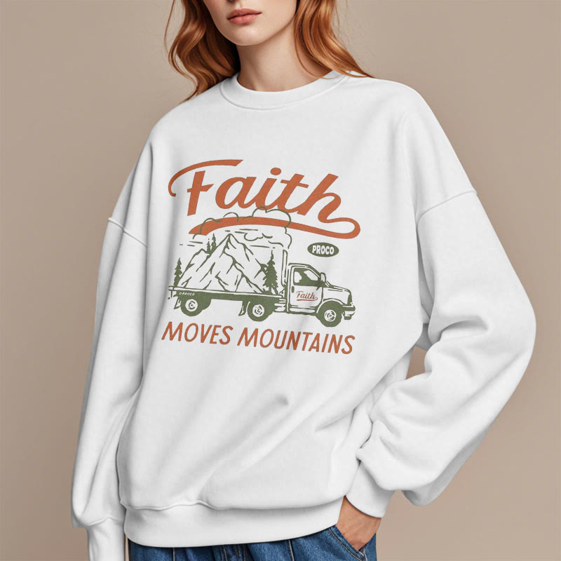 Christiandiscipleshop Quotation  Colored Style Faith Moves Mountains Fleece Lined Polyester Sweatshirt