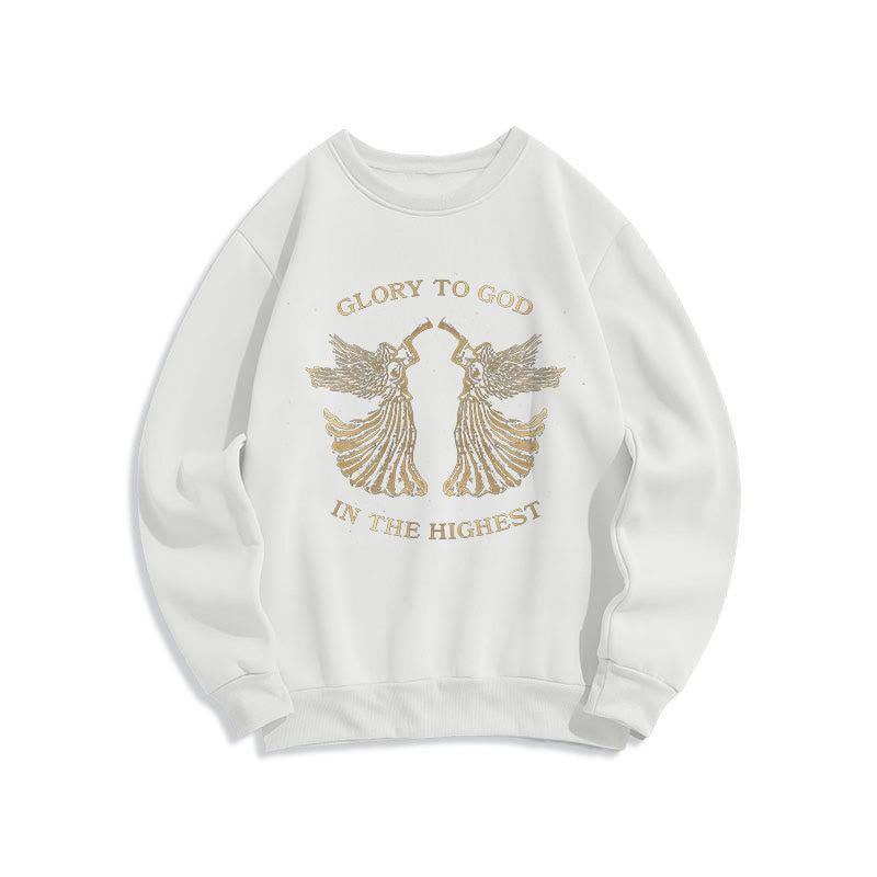 Christiandiscipleshop Classic Style Glory To God In The Highest Angel Fleece Lined Polyester Sweatshirt