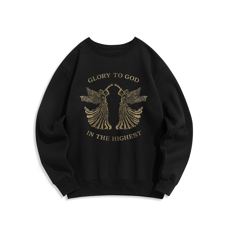 Christiandiscipleshop Classic Style Glory To God In The Highest Angel Fleece Lined Polyester Sweatshirt