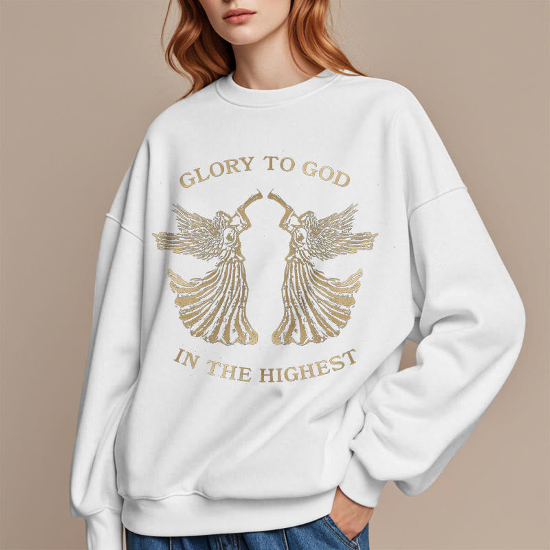 Christiandiscipleshop Classic Style Glory To God In The Highest Angel Fleece Lined Polyester Sweatshirt