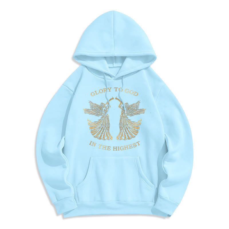 Christiandiscipleshop Classic Style Glory To God In The Highest Angel Fleece Lined Polyester Hoodie