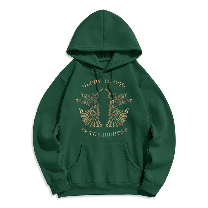 Christiandiscipleshop Classic Style Glory To God In The Highest Angel Fleece Lined Polyester Hoodie