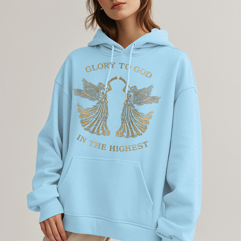 Christiandiscipleshop Classic Style Glory To God In The Highest Angel Fleece Lined Polyester Hoodie