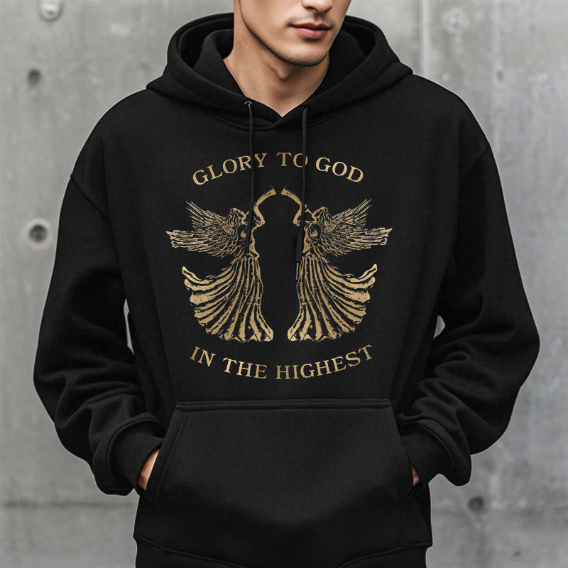 Christiandiscipleshop Classic Style Glory To God In The Highest Angel Fleece Lined Polyester Hoodie