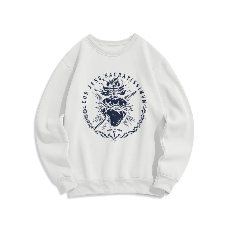 Christiandiscipleshop Classic Style Sacred Heart of Jesus Fleece Lined Polyester Sweatshirt