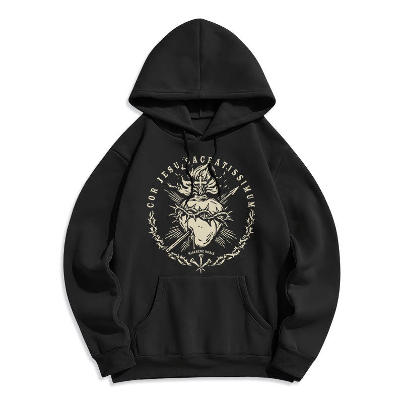 Christiandiscipleshop Classic Style Sacred Heart of Jesus Fleece Lined Polyester    Hoodie