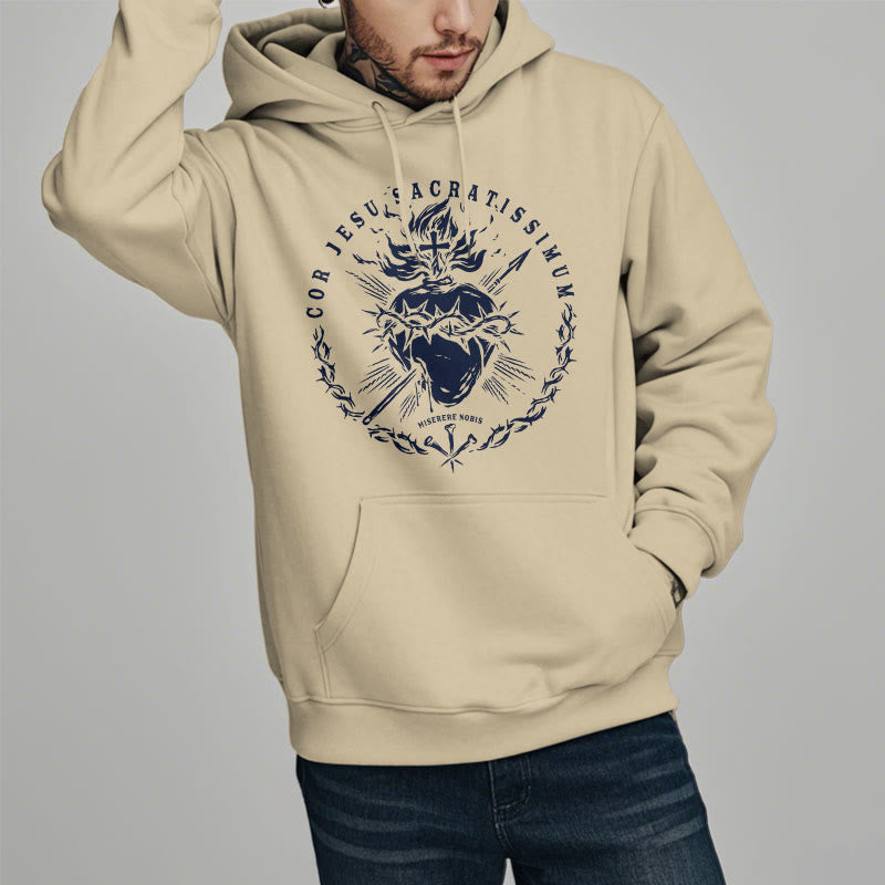 Christiandiscipleshop Classic Style Sacred Heart of Jesus Fleece Lined Polyester    Hoodie