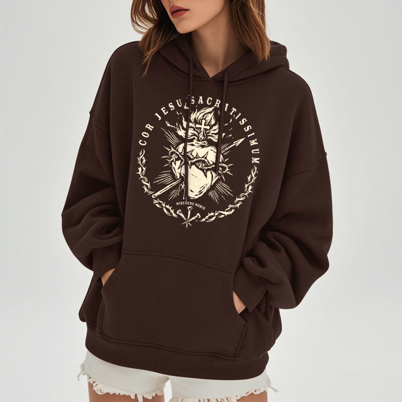 Christiandiscipleshop Classic Style Sacred Heart of Jesus Fleece Lined Polyester    Hoodie