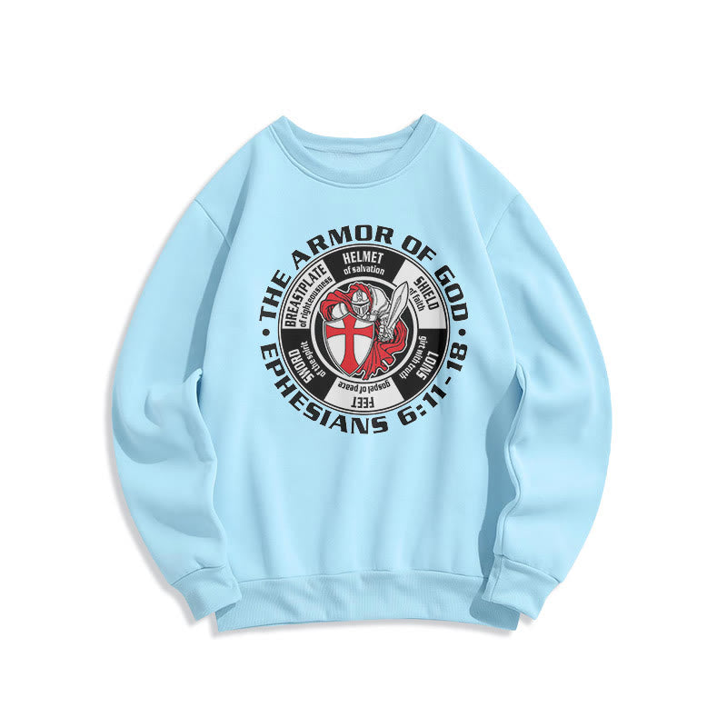 christiandiscipleshop Modern Colored Style Crusader Knight Armor of God Fleece Lined Polyester Sweatshirt