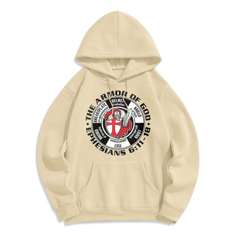 christiandiscipleshop Modern Colored Style Crusader Knight Armor of God Fleece Lined Polyester Hoodie
