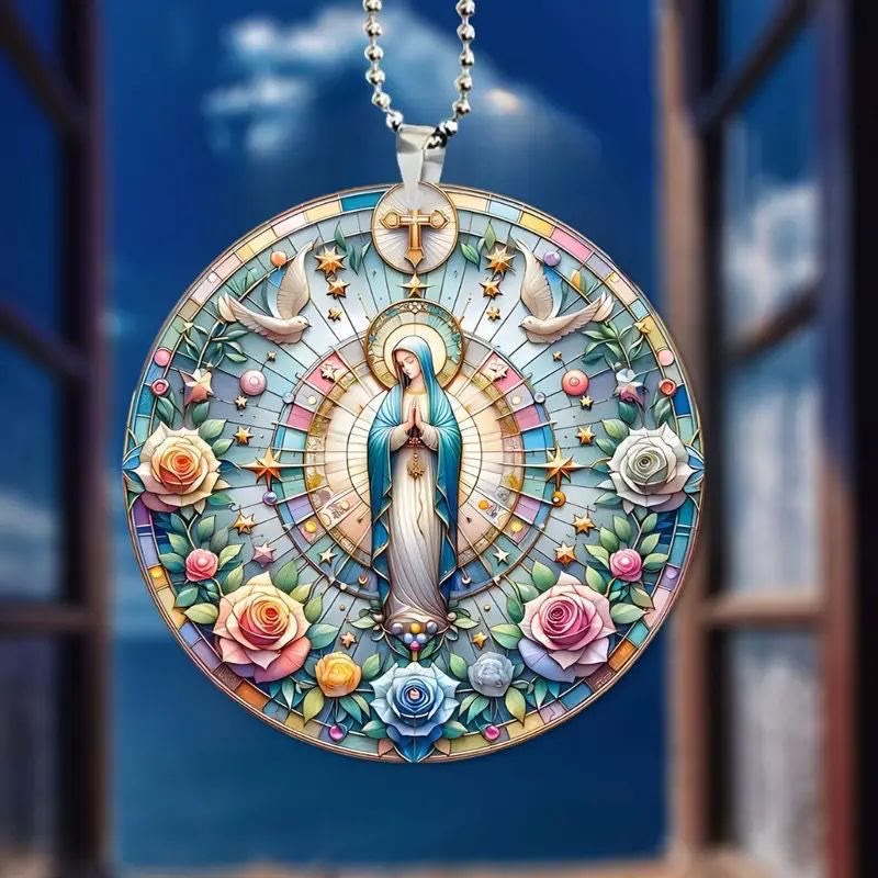 Christianartworkshop Classic Colored Style Holy Mother Christmas Hanging Ornaments