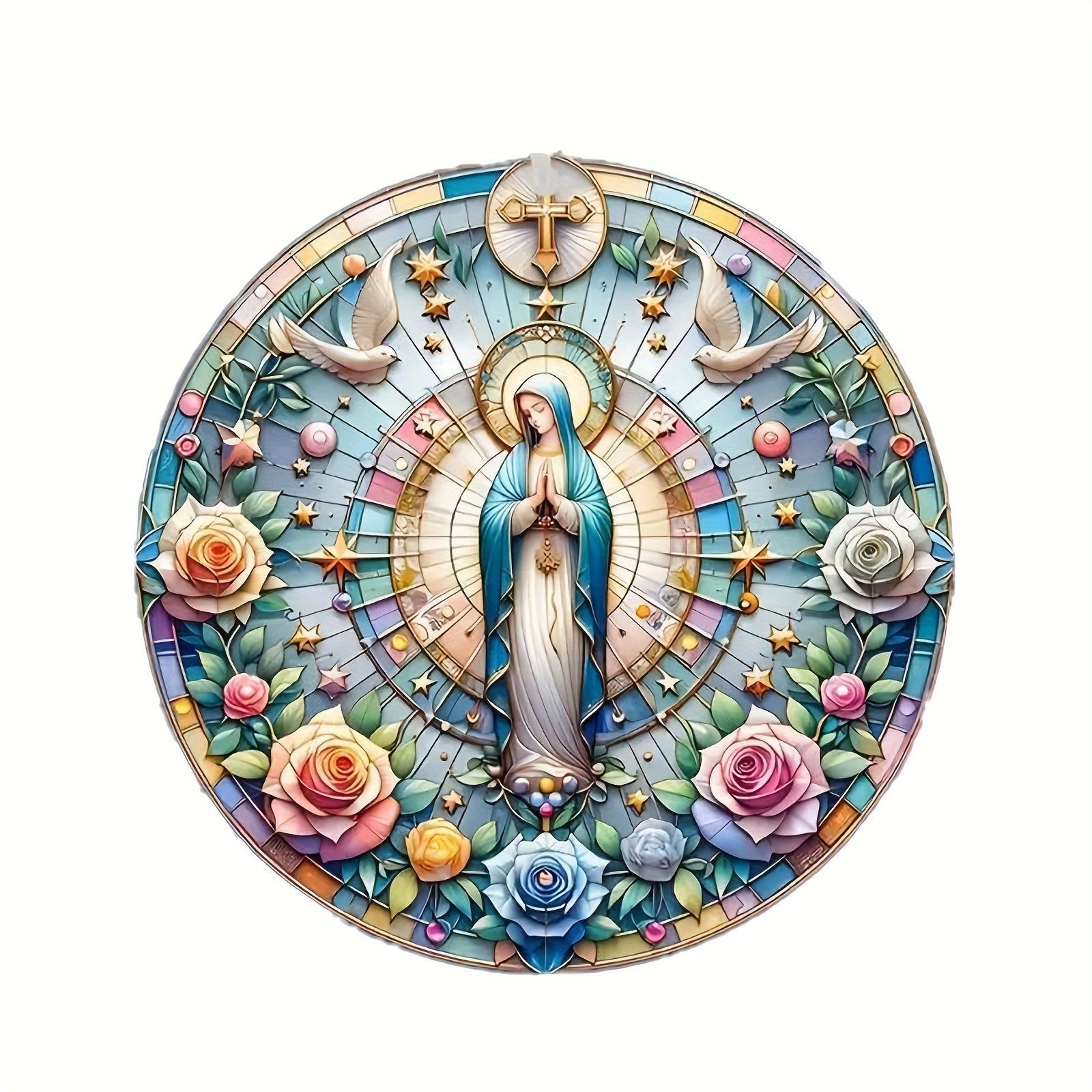 Christianartworkshop Classic Colored Style Holy Mother Christmas Hanging Ornaments
