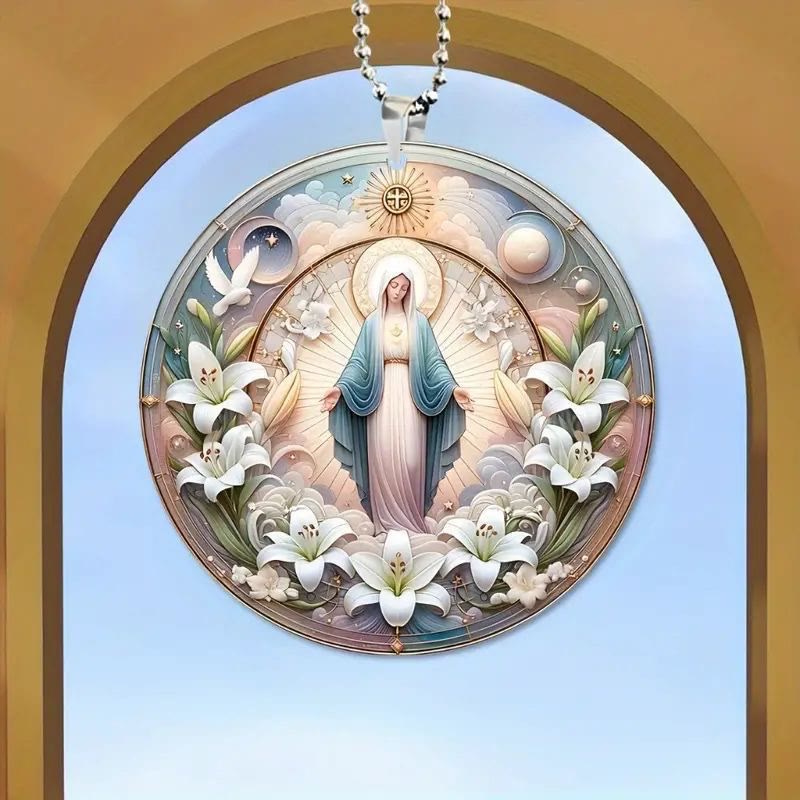 Christianartworkshop Classic Colored Style Divine Serenity Mary Christmas Hanging Ornaments
