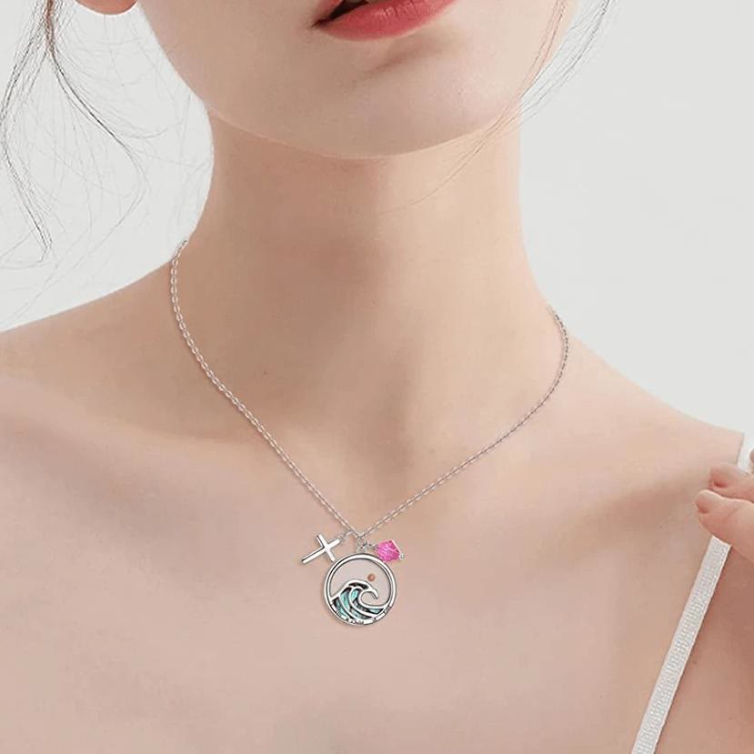 Christiandiscipleshop Classic Style Wave Cross Mustard Seed Faith Pendant Necklace