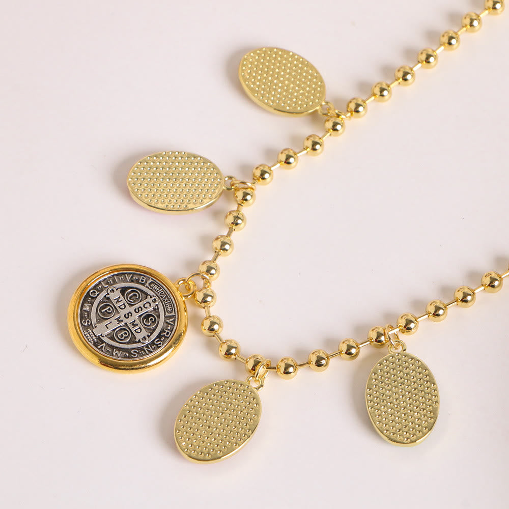 Christiandiscipleshop Classic Style Multicolor St. Benedict Medallion Pendant Necklace