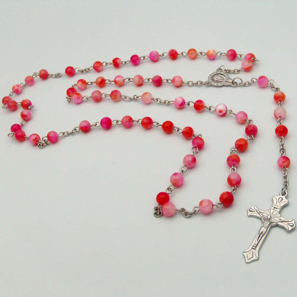 Christiandiscipleshop Our Lady of Rosary & Crucifix of 6 Mm Round Multicolor Alloy Chain Rosary