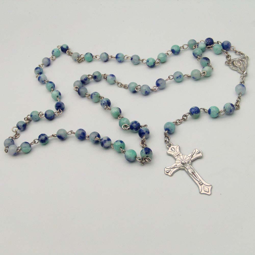 Christiandiscipleshop Our Lady of Rosary & Crucifix of 6 Mm Round Multicolor Alloy Chain Rosary